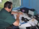 Newly appointed ARRL New Mexico SM Ed James, KA8JMW, operating the W5MPZ Field Day station in the Jemez Mountains of North Central New Mexico.